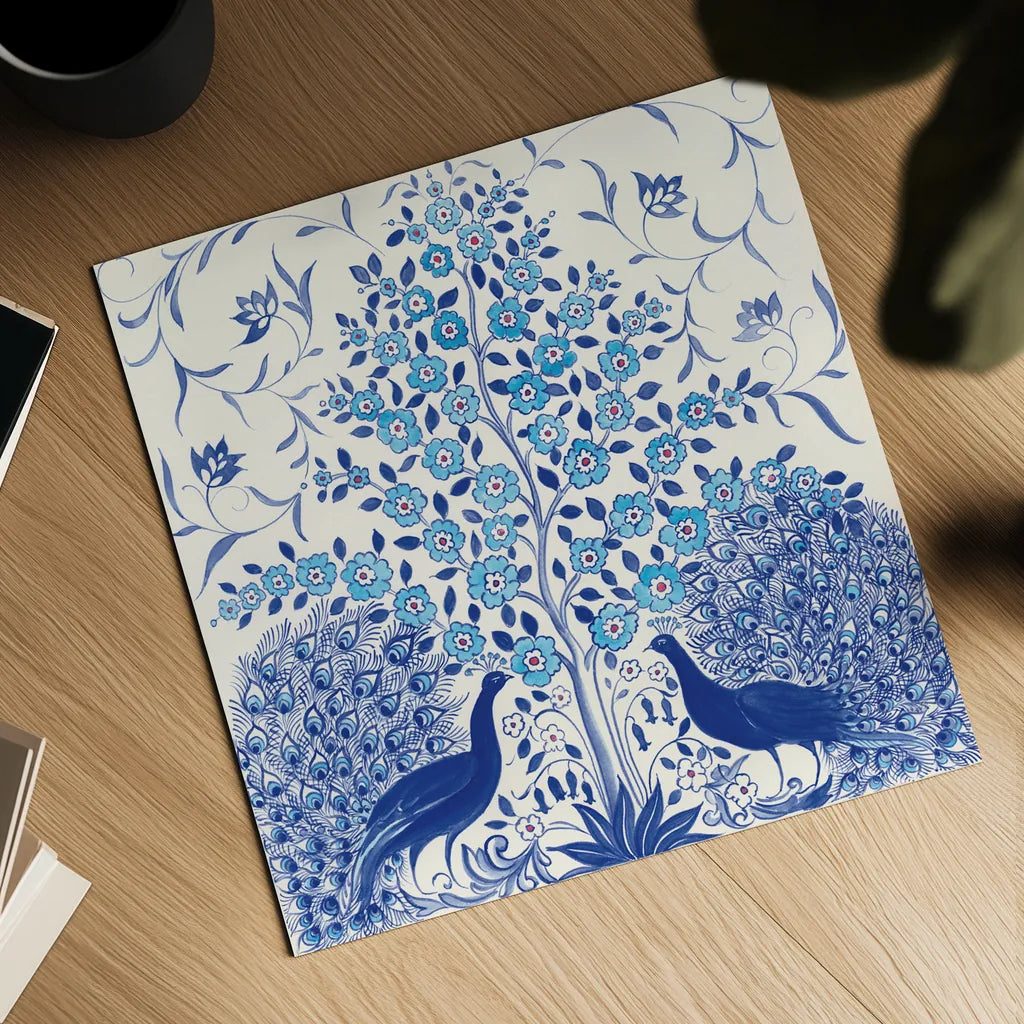 Peacock Garden VIII by Miranda Thomas. Shown as a detailed flat fine art print, highlighting archival giclee quality. Available as an archival giclee rolled canvas, fine art paper, or poster print. SKU 46199a.