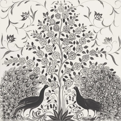 Peacock Garden VIII BW by Miranda Thomas. SKU 73120a. Archival Giclee Fine art print for wall decor.