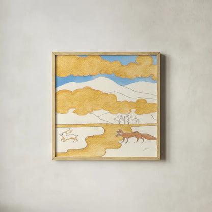 Riverside I by Miranda Thomas. Shown in a natural wood glass frame for a timeless modern aesthetic. Available as an archival giclee rolled canvas, fine art paper, or poster print. SKU 53731a.