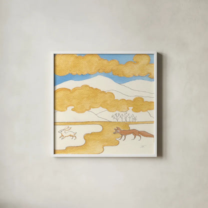 Riverside I by Miranda Thomas. Shown in a crisp white glass frame for a clean and minimalist style. Available as an archival giclee rolled canvas, fine art paper, or poster print. SKU 53731a.