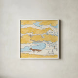Riverside II by Miranda Thomas. Shown in a crisp white glass frame for a clean and minimalist style. Available as an archival giclee rolled canvas, fine art paper, or poster print. SKU 53732a.