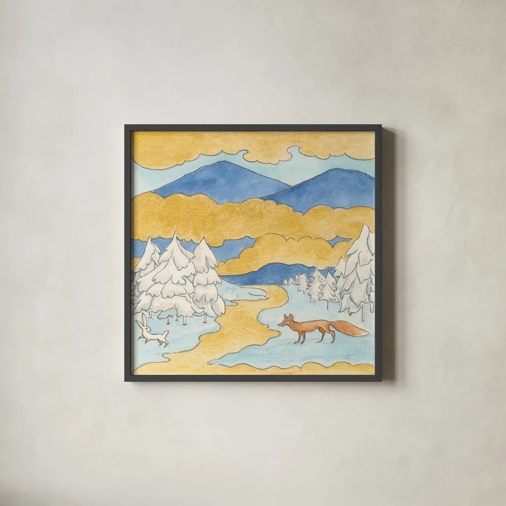 Riverside III by Miranda Thomas. Shown in a sleek black glass frame for a contemporary gallery look. Available as an archival giclee rolled canvas, fine art paper, or poster print. SKU 53733a.