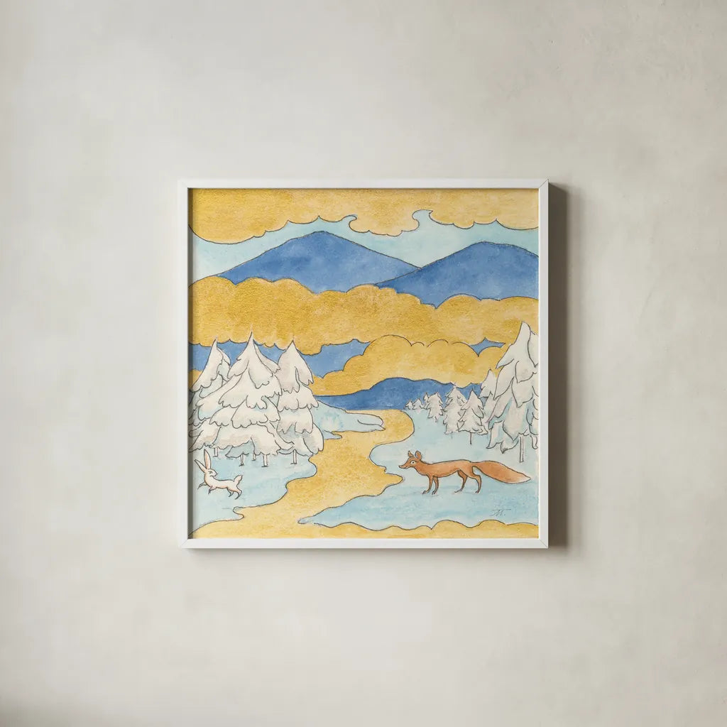 Riverside III by Miranda Thomas. Shown in a crisp white glass frame for a clean and minimalist style. Available as an archival giclee rolled canvas, fine art paper, or poster print. SKU 53733a.