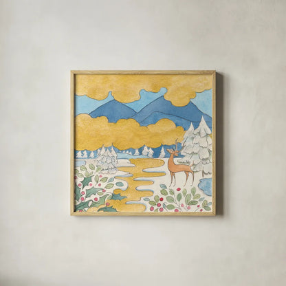 Riverside IV by Miranda Thomas. Shown in a natural wood glass frame for a timeless modern aesthetic. Available as an archival giclee rolled canvas, fine art paper, or poster print. SKU 53734a.