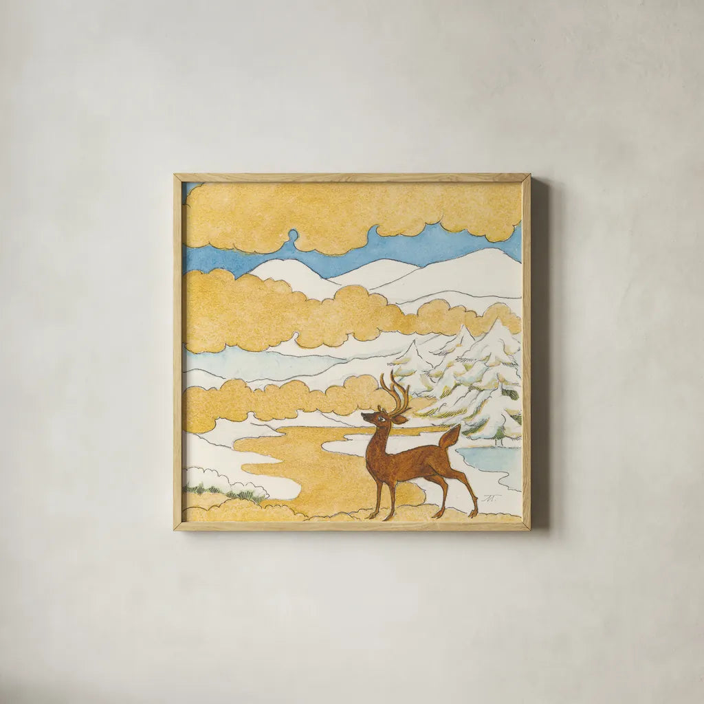 Riverside V by Miranda Thomas. Shown in a natural wood glass frame for a timeless modern aesthetic. Available as an archival giclee rolled canvas, fine art paper, or poster print. SKU 53735a.