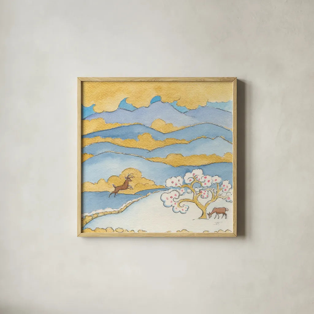 Riverside VI by Miranda Thomas. Shown in a natural wood glass frame for a timeless modern aesthetic. Available as an archival giclee rolled canvas, fine art paper, or poster print. SKU 53736a.