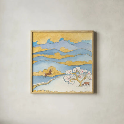 Riverside VI by Miranda Thomas. Shown in a natural wood glass frame for a timeless modern aesthetic. Available as an archival giclee rolled canvas, fine art paper, or poster print. SKU 53736a.