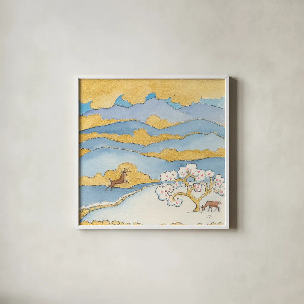 Riverside VI by Miranda Thomas. Shown in a crisp white glass frame for a clean and minimalist style. Available as an archival giclee rolled canvas, fine art paper, or poster print. SKU 53736a.