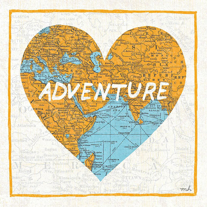 Adventure Map by Moira Hershey. SKU 13617a. Archival Giclee Fine art print for wall decor.