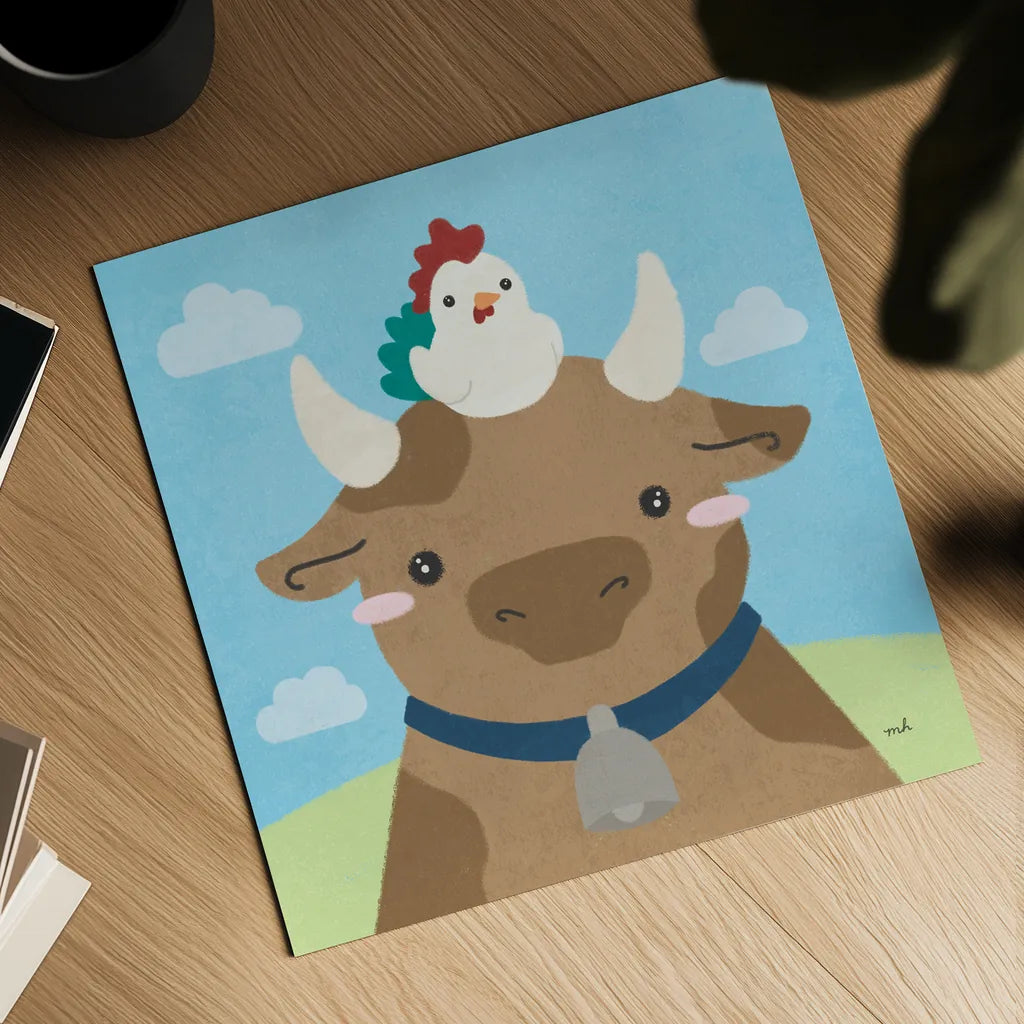 Barn Buddies I by Moira Hershey. Shown as a detailed flat fine art print, highlighting archival giclee quality. Available as an archival giclee rolled canvas, fine art paper, or poster print. SKU 49593a.