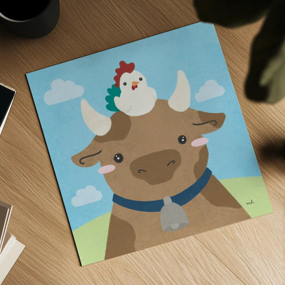 Barn Buddies I by Moira Hershey. Shown as a detailed flat fine art print, highlighting archival giclee quality. Available as an archival giclee rolled canvas, fine art paper, or poster print. SKU 49593a.