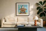 Barn Buddies I by Moira Hershey. Displayed in a glass frame with matte in a clean modern living room. Available as an archival giclee rolled canvas, fine art paper, or poster print. SKU 49593a.