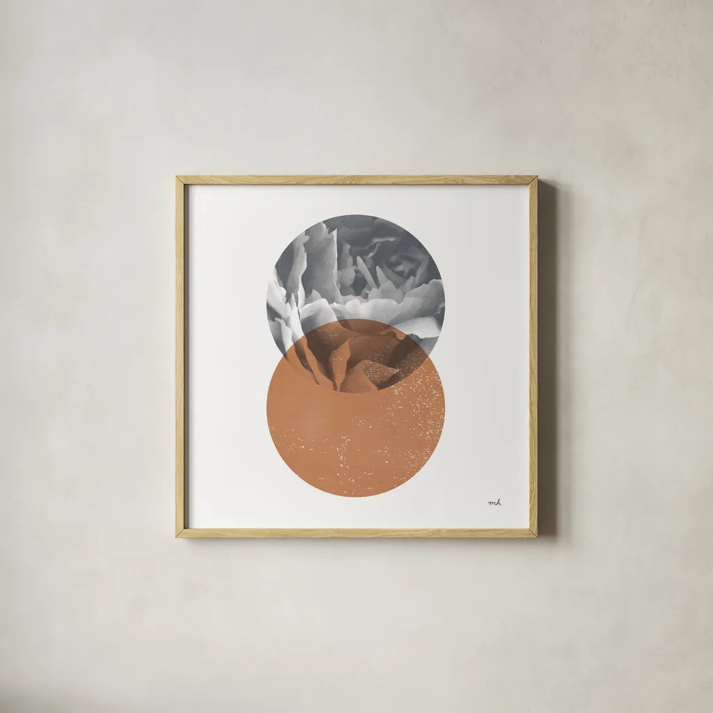 Blossoms I by Moira Hershey. Shown in a natural wood glass frame for a timeless modern aesthetic. Available as an archival giclee rolled canvas, fine art paper, or poster print. SKU 58794a.