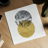 Blossoms I Gold by Moira Hershey. Shown as a detailed flat fine art print, highlighting archival giclee quality. Available as an archival giclee rolled canvas, fine art paper, or poster print. SKU 68997a.