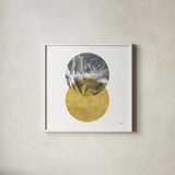 Blossoms I Gold by Moira Hershey. Shown in a crisp white glass frame for a clean and minimalist style. Available as an archival giclee rolled canvas, fine art paper, or poster print. SKU 68997a.