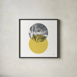 Blossoms I Warm by Moira Hershey. Shown in a sleek black glass frame for a contemporary gallery look. Available as an archival giclee rolled canvas, fine art paper, or poster print. SKU 58712a.