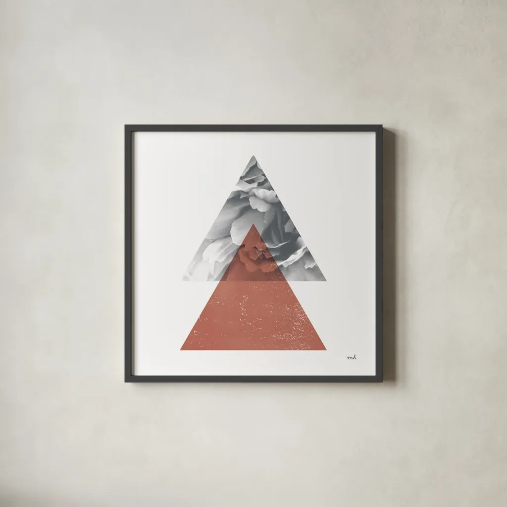 Blossoms II  Warm v2 by Moira Hershey. Shown in a sleek black glass frame for a contemporary gallery look. Available as an archival giclee rolled canvas, fine art paper, or poster print. SKU 58795a.