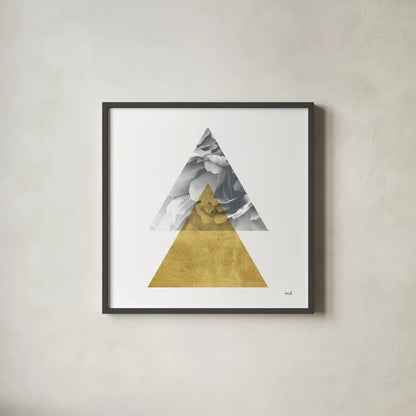 Blossoms II Gold by Moira Hershey. Shown in a sleek black glass frame for a contemporary gallery look. Available as an archival giclee rolled canvas, fine art paper, or poster print. SKU 68998a.