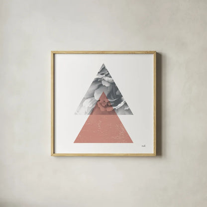 Blossoms II Warm by Moira Hershey. Shown in a natural wood glass frame for a timeless modern aesthetic. Available as an archival giclee rolled canvas, fine art paper, or poster print. SKU 58713a.