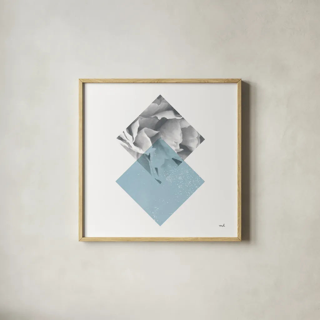 Blossoms III by Moira Hershey. Shown in a natural wood glass frame for a timeless modern aesthetic. Available as an archival giclee rolled canvas, fine art paper, or poster print. SKU 53979a.