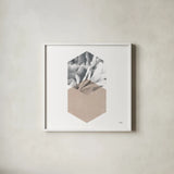 Blossoms IV  Warm v2 by Moira Hershey. Shown in a crisp white glass frame for a clean and minimalist style. Available as an archival giclee rolled canvas, fine art paper, or poster print. SKU 58797a.