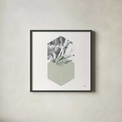Blossoms IV Warm by Moira Hershey. Shown in a sleek black glass frame for a contemporary gallery look. Available as an archival giclee rolled canvas, fine art paper, or poster print. SKU 58715a.