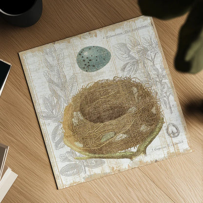 Botanical Nest III by Moira Hershey. Shown as a detailed flat fine art print, highlighting archival giclee quality. Available as an archival giclee rolled canvas, fine art paper, or poster print. SKU 8385a.