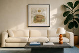 Botanical Nest IV by Moira Hershey. Displayed in a glass frame with matte in a clean modern living room. Available as an archival giclee rolled canvas, fine art paper, or poster print. SKU 8386a.