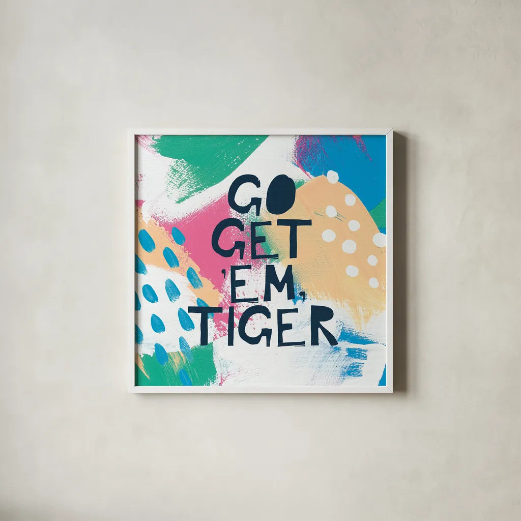 Bright Inspiration II by Moira Hershey. Shown in a crisp white glass frame for a clean and minimalist style. Available as an archival giclee rolled canvas, fine art paper, or poster print. SKU 37949a.