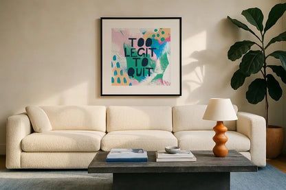 Bright Inspiration III by Moira Hershey. Displayed in a glass frame with matte in a clean modern living room. Available as an archival giclee rolled canvas, fine art paper, or poster print. SKU 37950a.