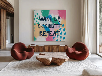 Bright Inspiration IV by Moira Hershey. Shown as extra-large giant wall art in a modern living room. Available as an archival giclee rolled canvas, fine art paper, or poster print. SKU 37951a.