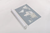 Calm World Map by Moira Hershey. shown as a rolled paper print. Available as archival giclee rolled canvas, fine art paper, or poster print. SKU 43403i.