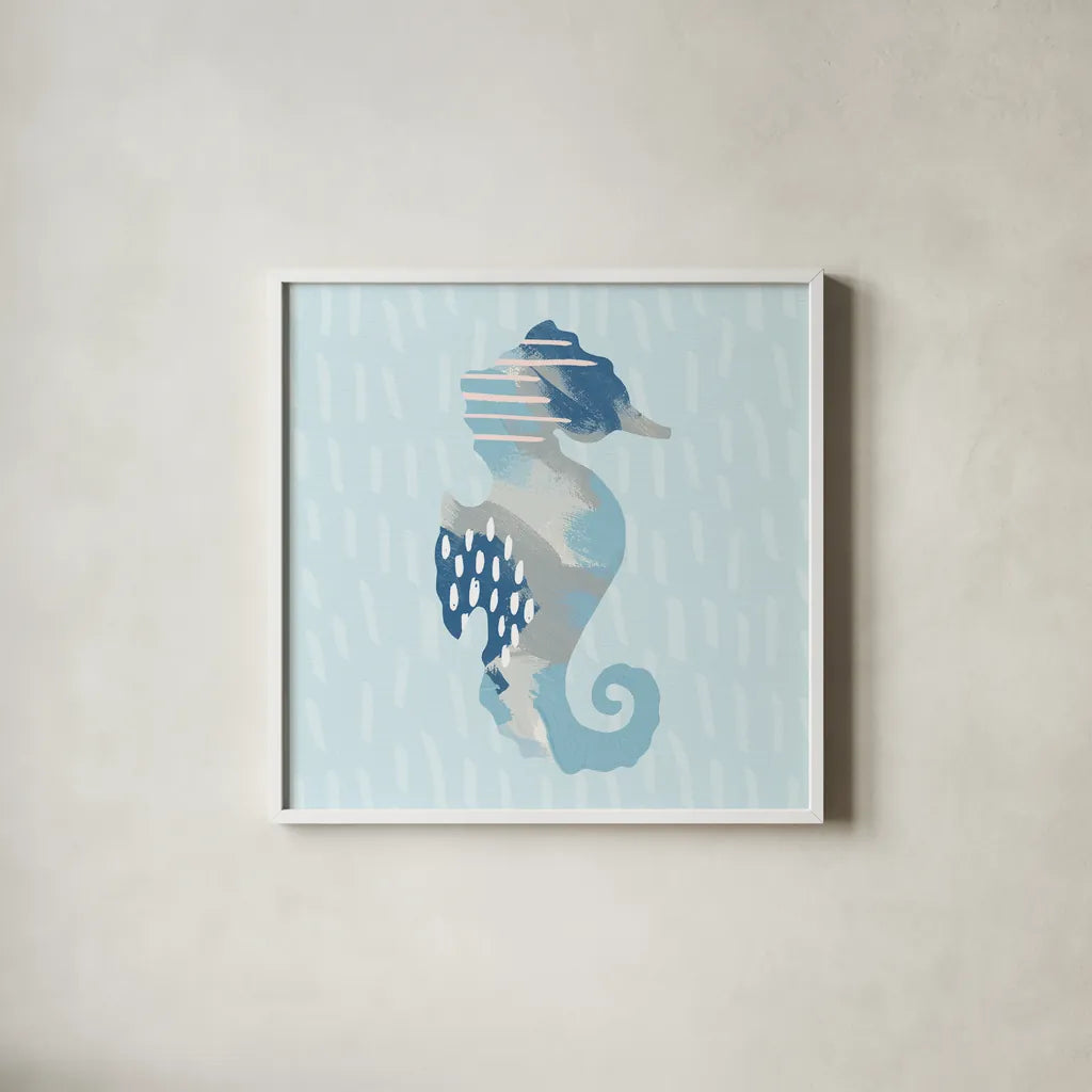 Coastal Cool I by Moira Hershey. Shown in a crisp white glass frame for a clean and minimalist style. Available as an archival giclee rolled canvas, fine art paper, or poster print. SKU 38259a.