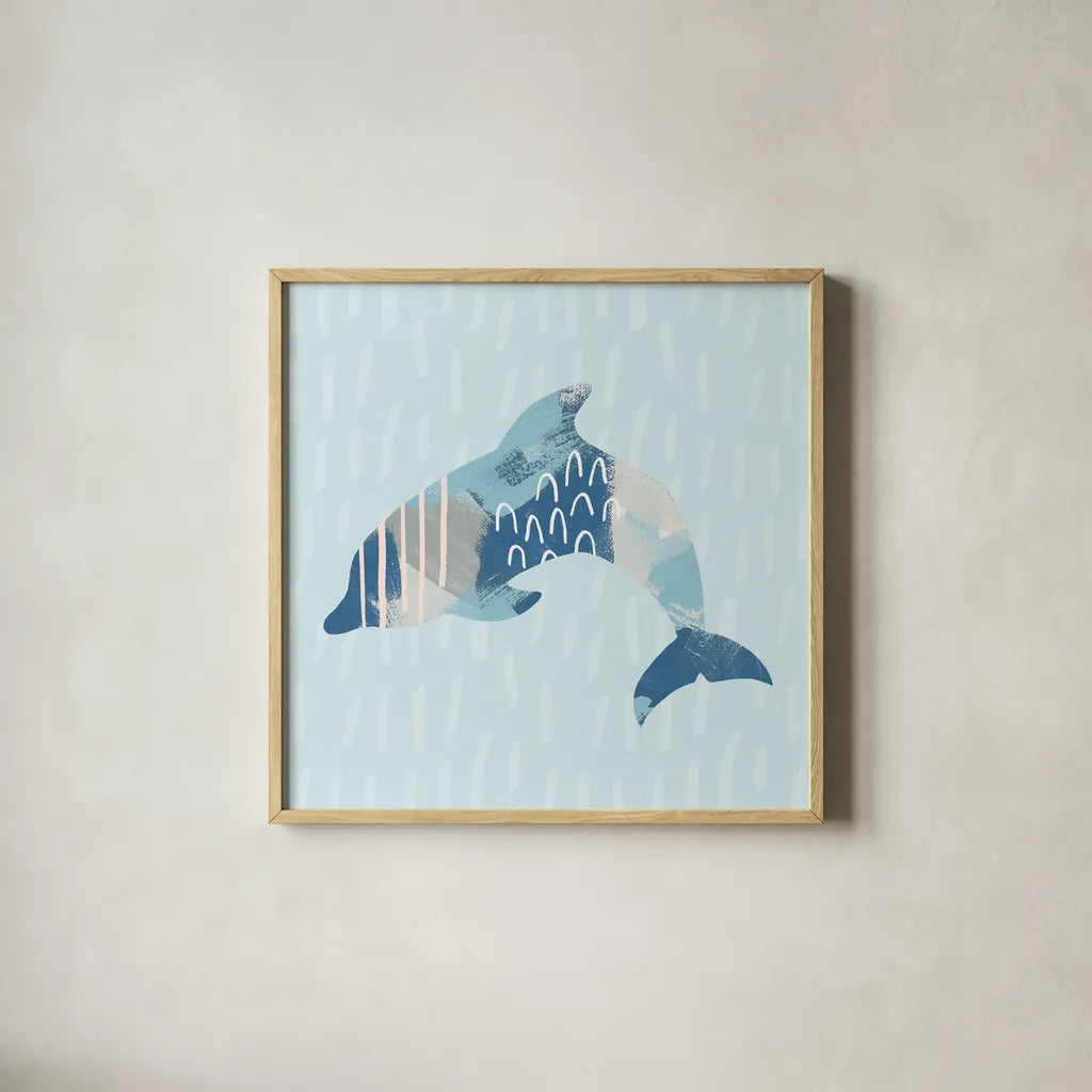 Coastal Cool III by Moira Hershey. Shown in a natural wood glass frame for a timeless modern aesthetic. Available as an archival giclee rolled canvas, fine art paper, or poster print. SKU 38261a.