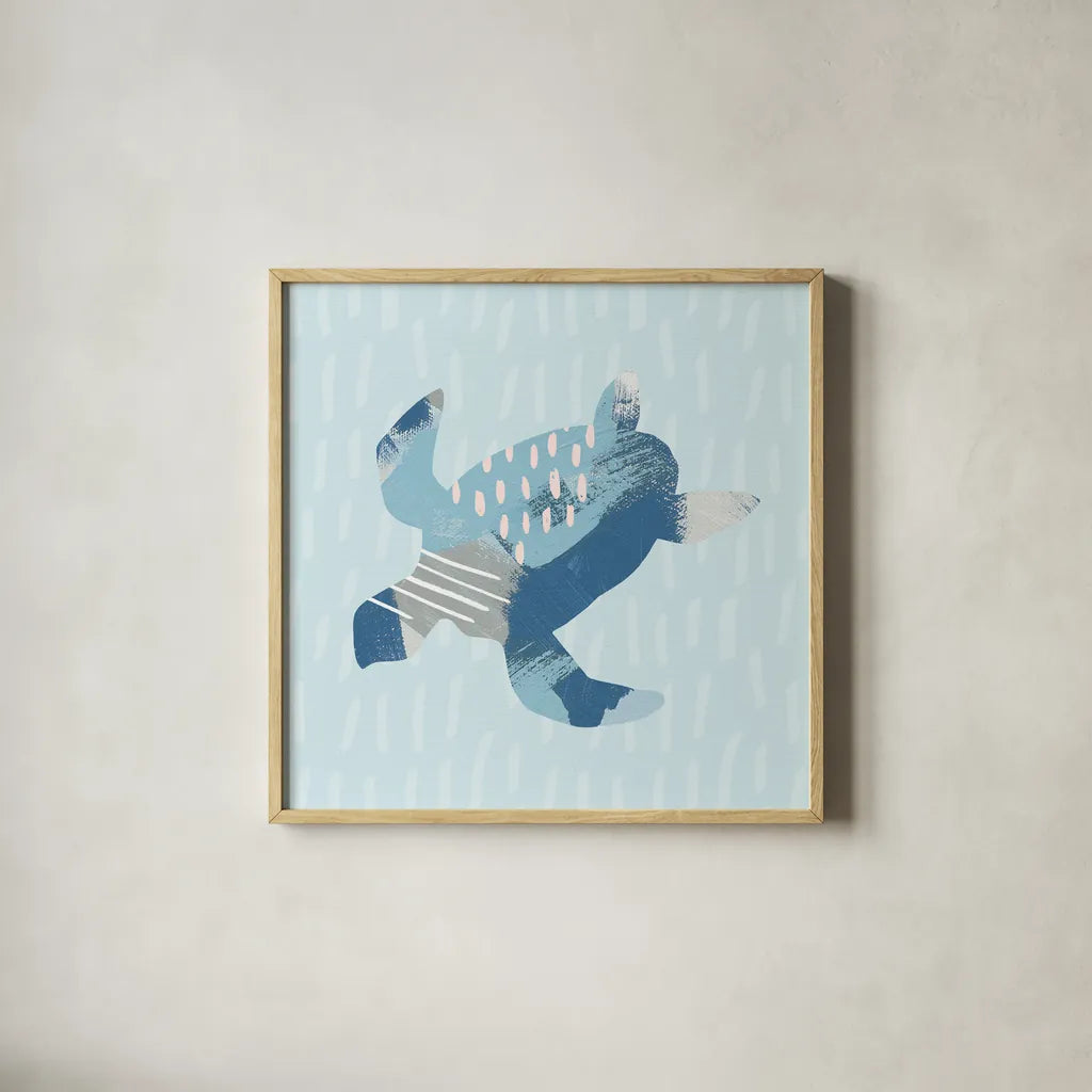 Coastal Cool IV by Moira Hershey. Shown in a natural wood glass frame for a timeless modern aesthetic. Available as an archival giclee rolled canvas, fine art paper, or poster print. SKU 38262a.