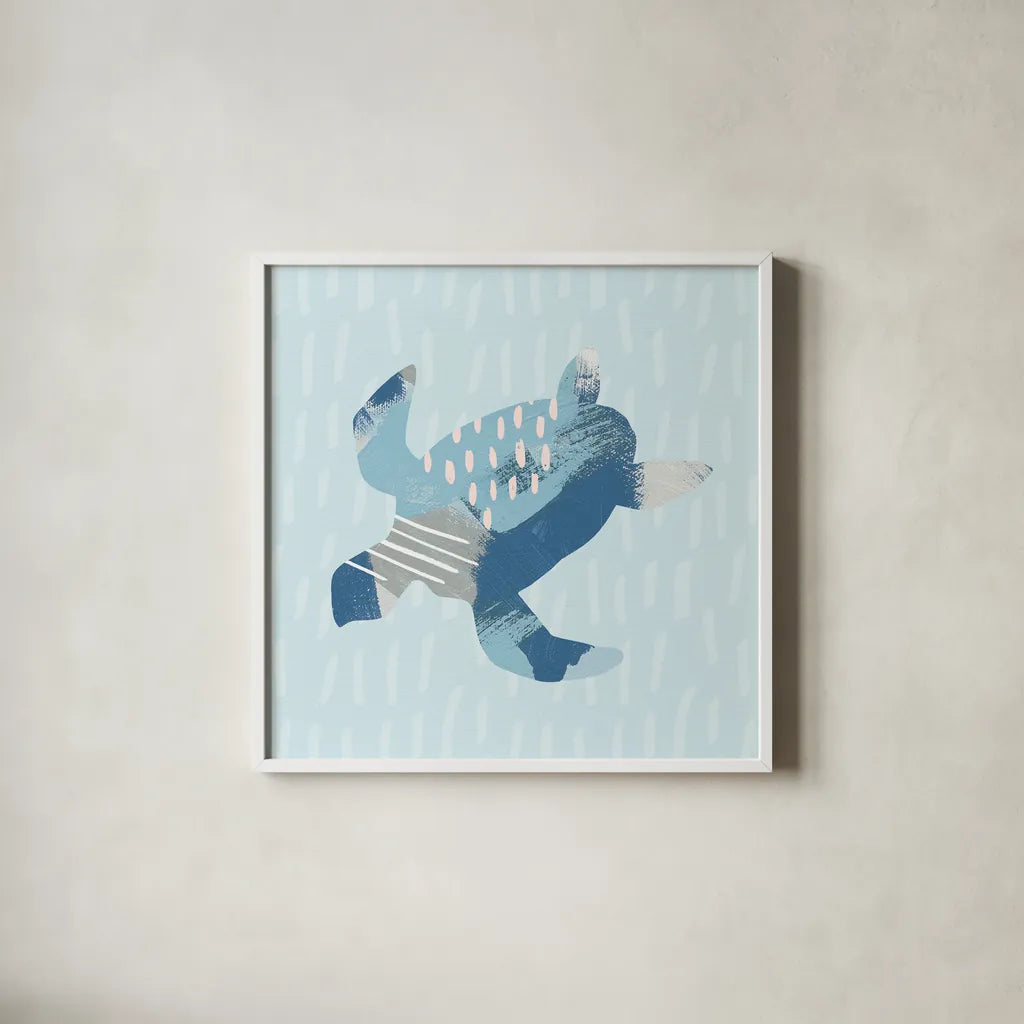 Coastal Cool IV by Moira Hershey. Shown in a crisp white glass frame for a clean and minimalist style. Available as an archival giclee rolled canvas, fine art paper, or poster print. SKU 38262a.