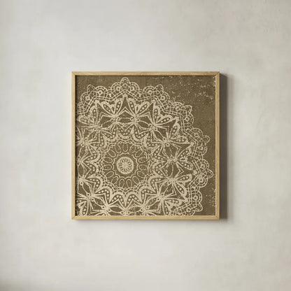 Contemporary Lace II Spice by Moira Hershey. Shown in a natural wood glass frame for a timeless modern aesthetic. Available as an archival giclee rolled canvas, fine art paper, or poster print. SKU 16403a.