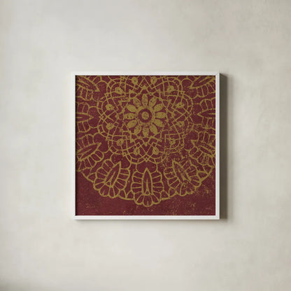 Contemporary Lace III Spice by Moira Hershey. Shown in a crisp white glass frame for a clean and minimalist style. Available as an archival giclee rolled canvas, fine art paper, or poster print. SKU 16407a.