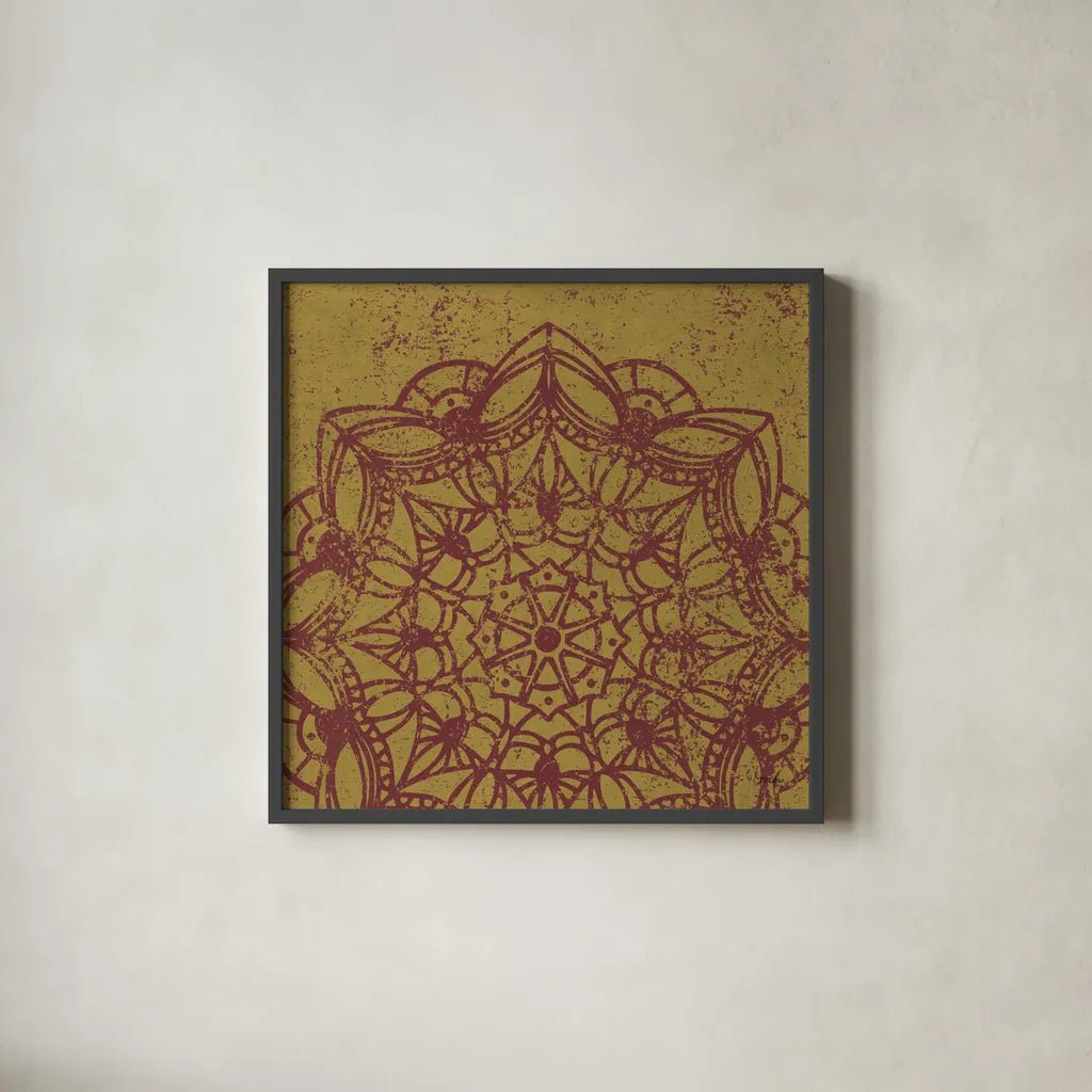 Contemporary Lace IV Spice by Moira Hershey. Shown in a sleek black glass frame for a contemporary gallery look. Available as an archival giclee rolled canvas, fine art paper, or poster print. SKU 16405a.