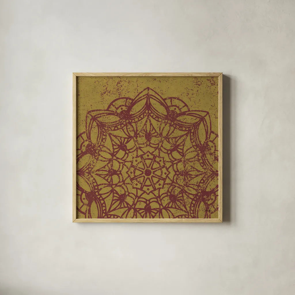 Contemporary Lace IV Spice by Moira Hershey. Shown in a natural wood glass frame for a timeless modern aesthetic. Available as an archival giclee rolled canvas, fine art paper, or poster print. SKU 16405a.