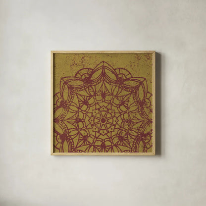 Contemporary Lace IV Spice by Moira Hershey. Shown in a natural wood glass frame for a timeless modern aesthetic. Available as an archival giclee rolled canvas, fine art paper, or poster print. SKU 16405a.