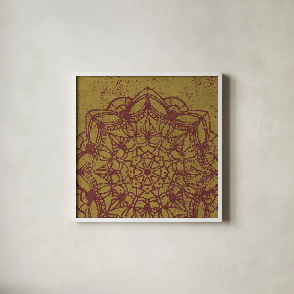 Contemporary Lace IV Spice by Moira Hershey. Shown in a crisp white glass frame for a clean and minimalist style. Available as an archival giclee rolled canvas, fine art paper, or poster print. SKU 16405a.