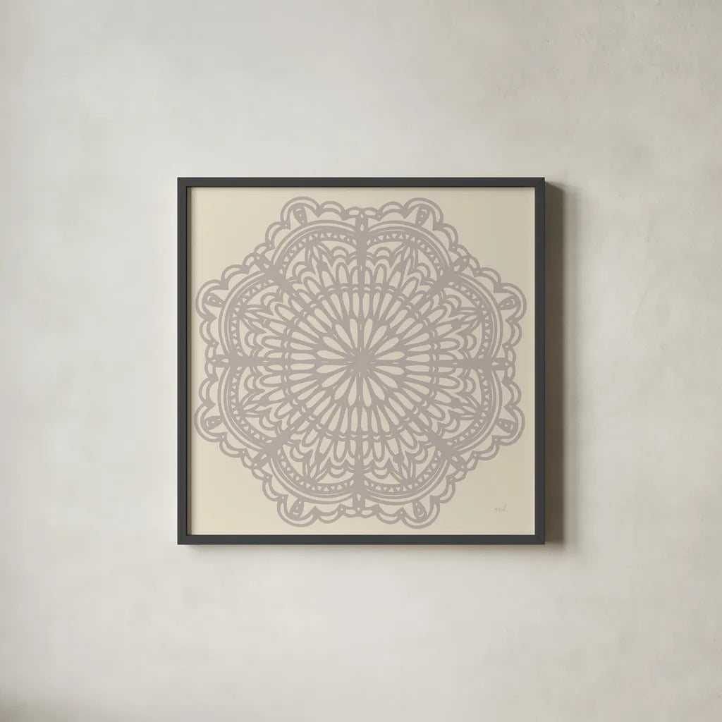 Contemporary Lace Neutral I by Moira Hershey. Shown in a sleek black glass frame for a contemporary gallery look. Available as an archival giclee rolled canvas, fine art paper, or poster print. SKU 43015a.