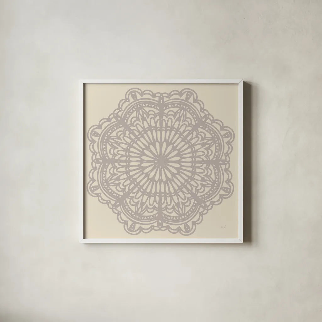 Contemporary Lace Neutral I by Moira Hershey. Shown in a crisp white glass frame for a clean and minimalist style. Available as an archival giclee rolled canvas, fine art paper, or poster print. SKU 43015a.