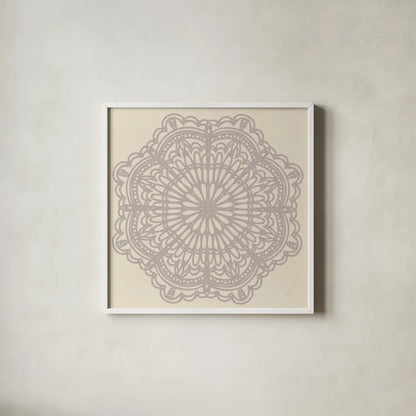 Contemporary Lace Neutral I by Moira Hershey. Shown in a crisp white glass frame for a clean and minimalist style. Available as an archival giclee rolled canvas, fine art paper, or poster print. SKU 43015a.