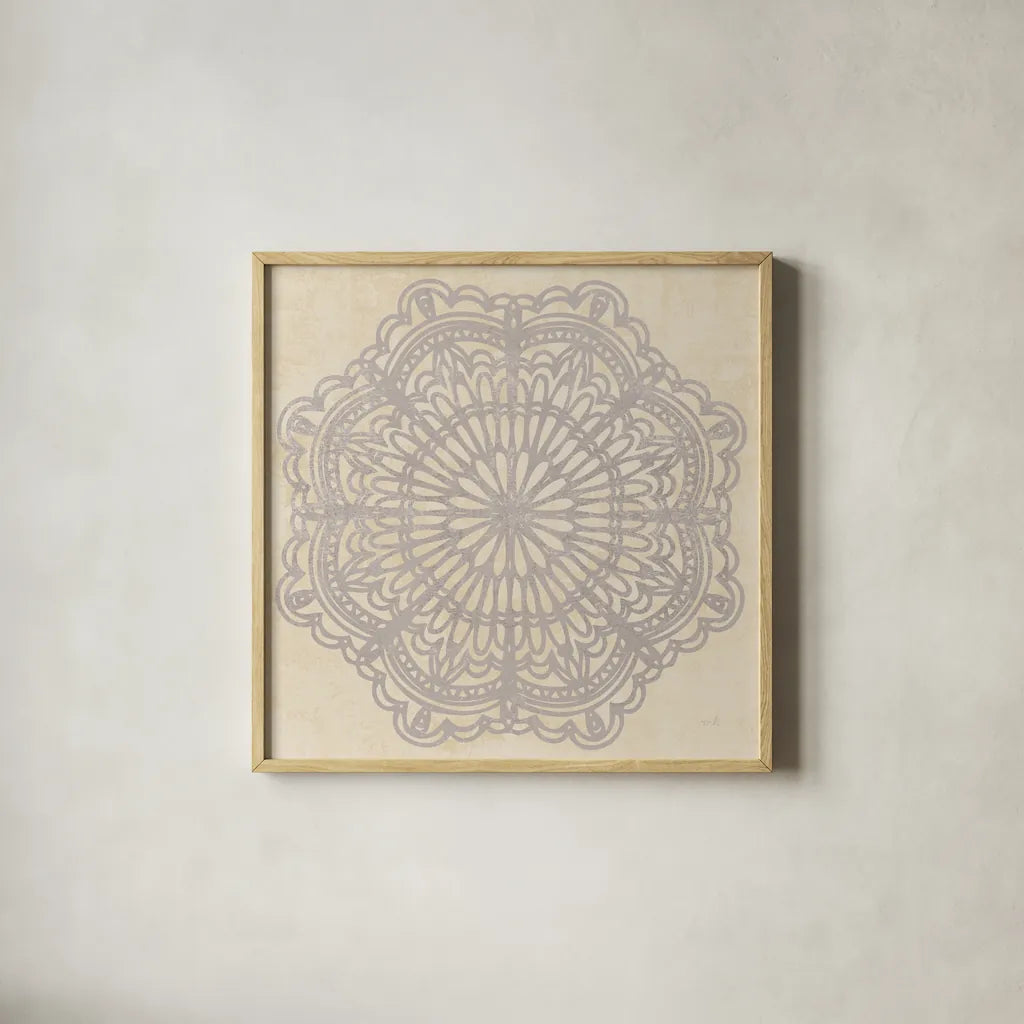 Contemporary Lace Neutral I Vintage by Moira Hershey. Shown in a natural wood glass frame for a timeless modern aesthetic. Available as an archival giclee rolled canvas, fine art paper, or poster print. SKU 53079a.