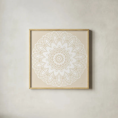 Contemporary Lace Neutral II by Moira Hershey. Shown in a natural wood glass frame for a timeless modern aesthetic. Available as an archival giclee rolled canvas, fine art paper, or poster print. SKU 43016a.