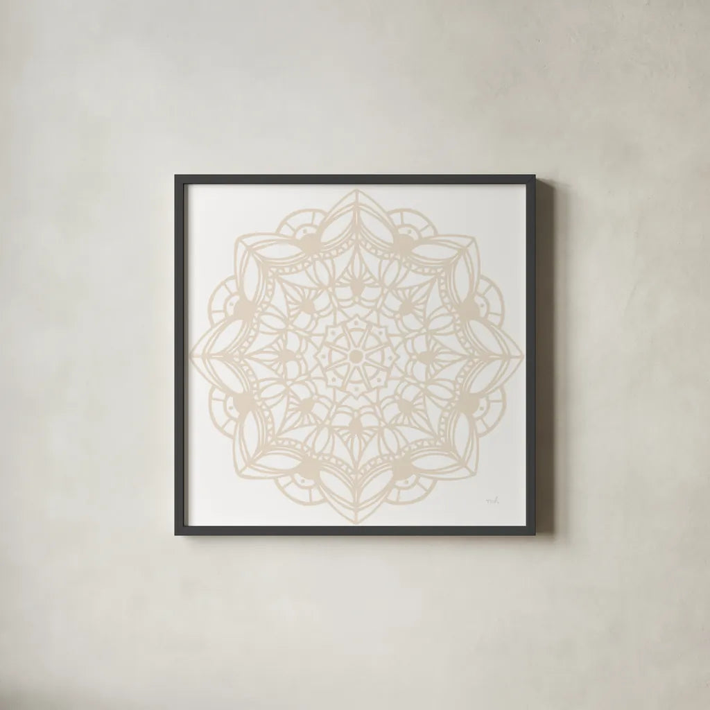 Contemporary Lace Neutral IV by Moira Hershey. Shown in a sleek black glass frame for a contemporary gallery look. Available as an archival giclee rolled canvas, fine art paper, or poster print. SKU 43017a.