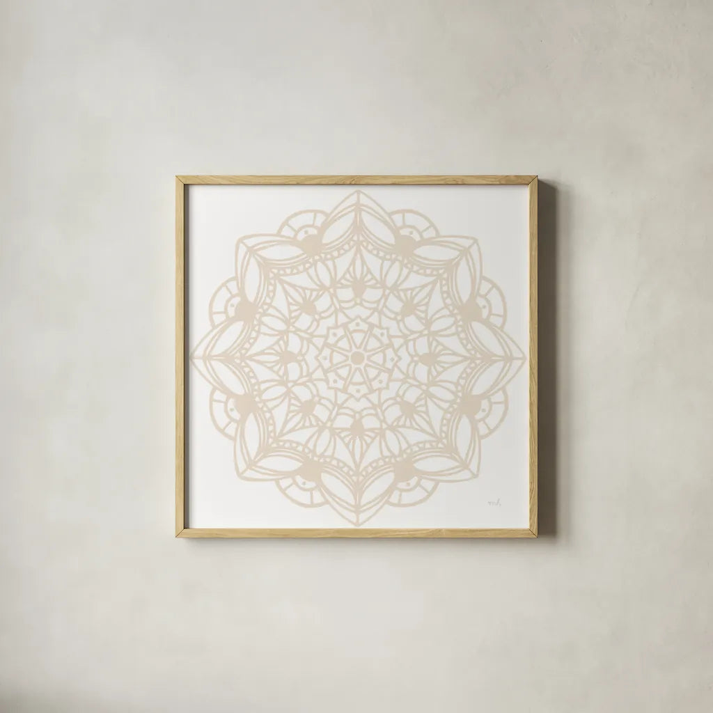 Contemporary Lace Neutral IV by Moira Hershey. Shown in a natural wood glass frame for a timeless modern aesthetic. Available as an archival giclee rolled canvas, fine art paper, or poster print. SKU 43017a.