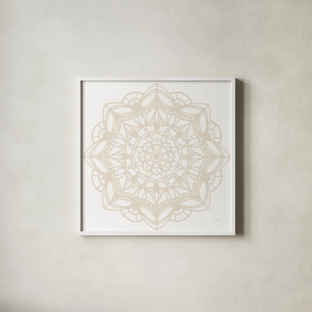 Contemporary Lace Neutral IV by Moira Hershey. Shown in a crisp white glass frame for a clean and minimalist style. Available as an archival giclee rolled canvas, fine art paper, or poster print. SKU 43017a.